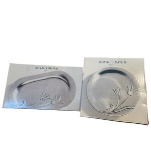 ROYAL LIMITED Vintage Silver Plated Tulip Platters